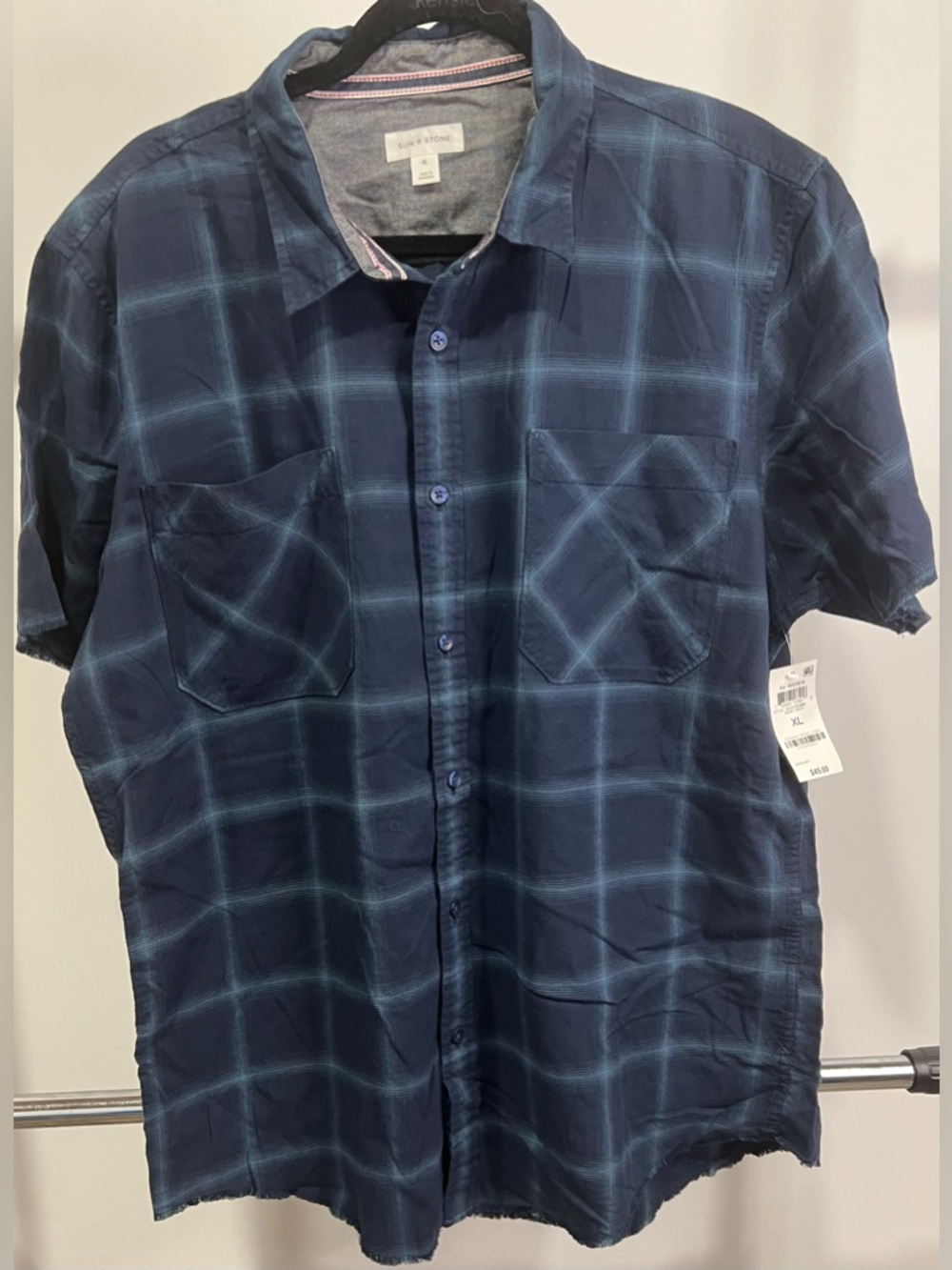 NWT Sun + Stone Basic Navy Short Sleeve Size XL